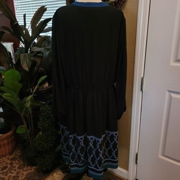 Lane Bryant Dress Party Cocktail Black Blue Geometric Print Size 18 1X - Picture 7 of 9